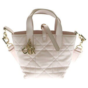 DIOR Toujours Vertical Bag Handbag Shoulder Pink Leather